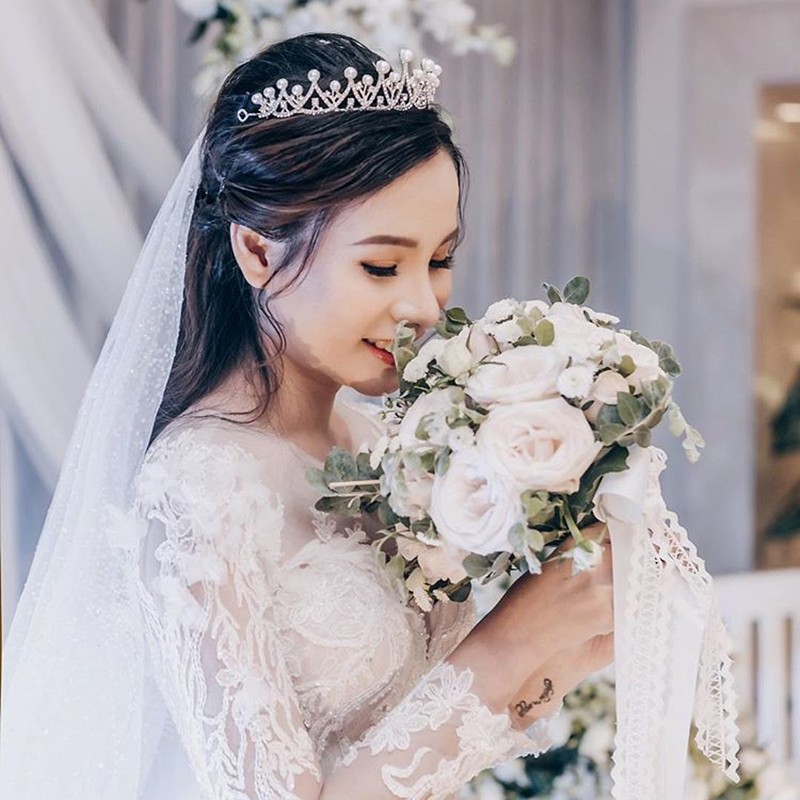 Mewah Korea Pengantin Mutiara Berlian Imitasi Mahkota Putri Hiasan Kepala Aksesoris Rambut Manis