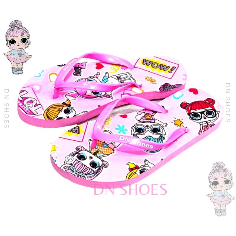 Sandal Anak Perempuan sandal jepit anak motif Lol pink wow