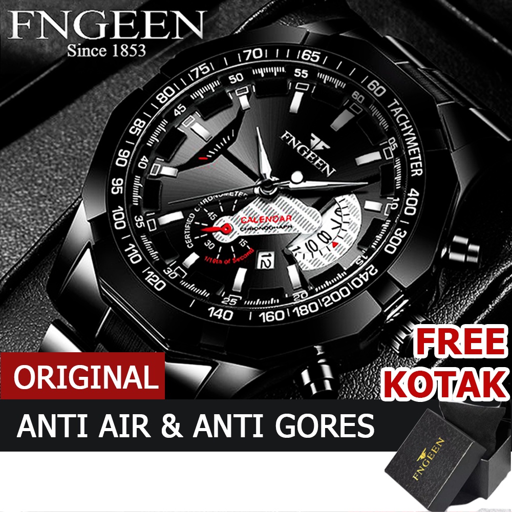 Jam Tangan Pria VAVAVOOM FNGEEN S001 Original Luxury Full Steel Sport Quartz Business Waterproof Casual Watch