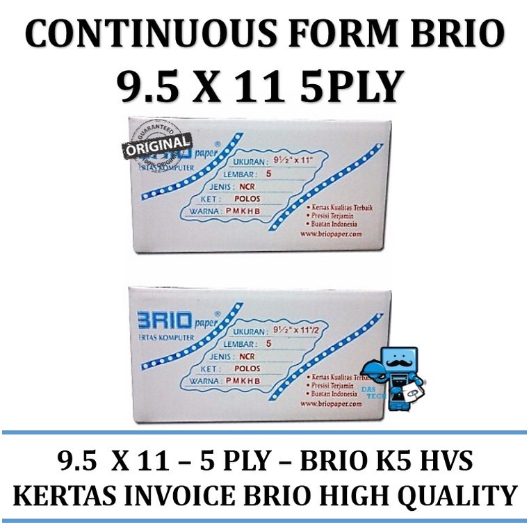 

Continuous Form BRIO 9.5X11 5 PLY (Kertas Komputer)