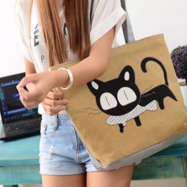 FELIX tas tote bag motif kucing lucu