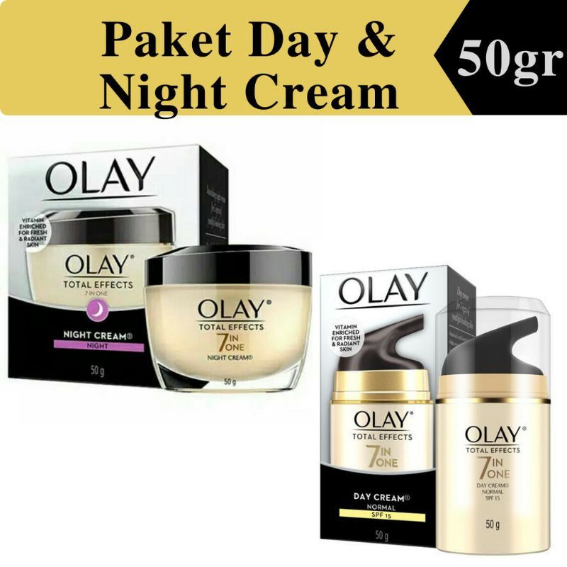 Paket OLAY Total Effects 7 in One Day Cream SPF 15 & Night cream ( Cream pagi dan