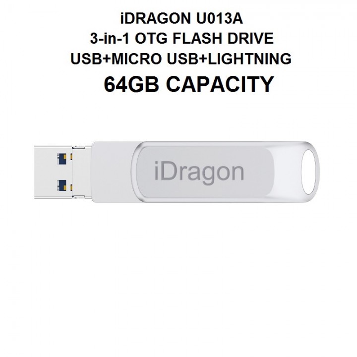 iDRAGON U013A - 3-in-1 Mini USB OTG Flashdrive 64GB Capacity