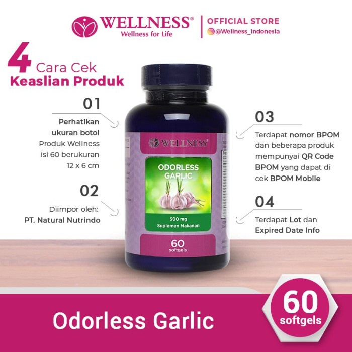 Wellness Odorless Garlic 500mg (60 Tablets)