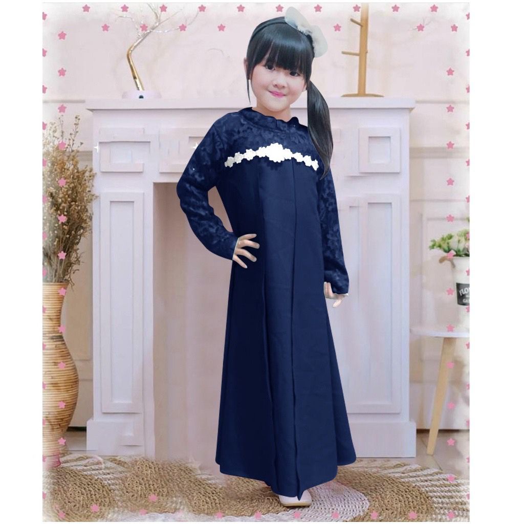 Kid Elena Baju Gamis Brukat Anak/ Gamis Pesta Anak/ Couple Ibu Anak Usia 3-12 Tahun