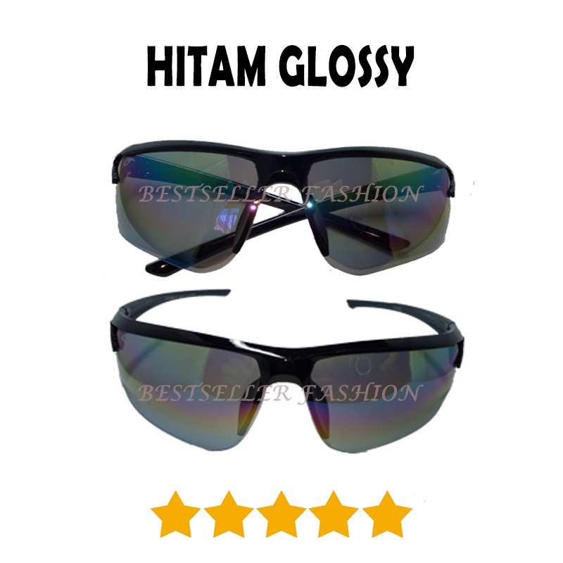 Kacamata Sepeda Anti Uv400 Lensa Pelangi Kacamata Sport Pelangi Model Semi Rimless Kacamata Olahraga Outdoor Anti Silau