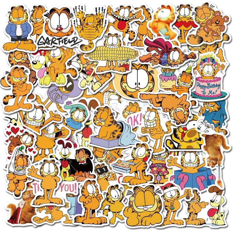 50pcs Anime cartoon stickers Garfield stickers for DIY Luggage Laptop Skateboard Motorcycle Bicycle stickers