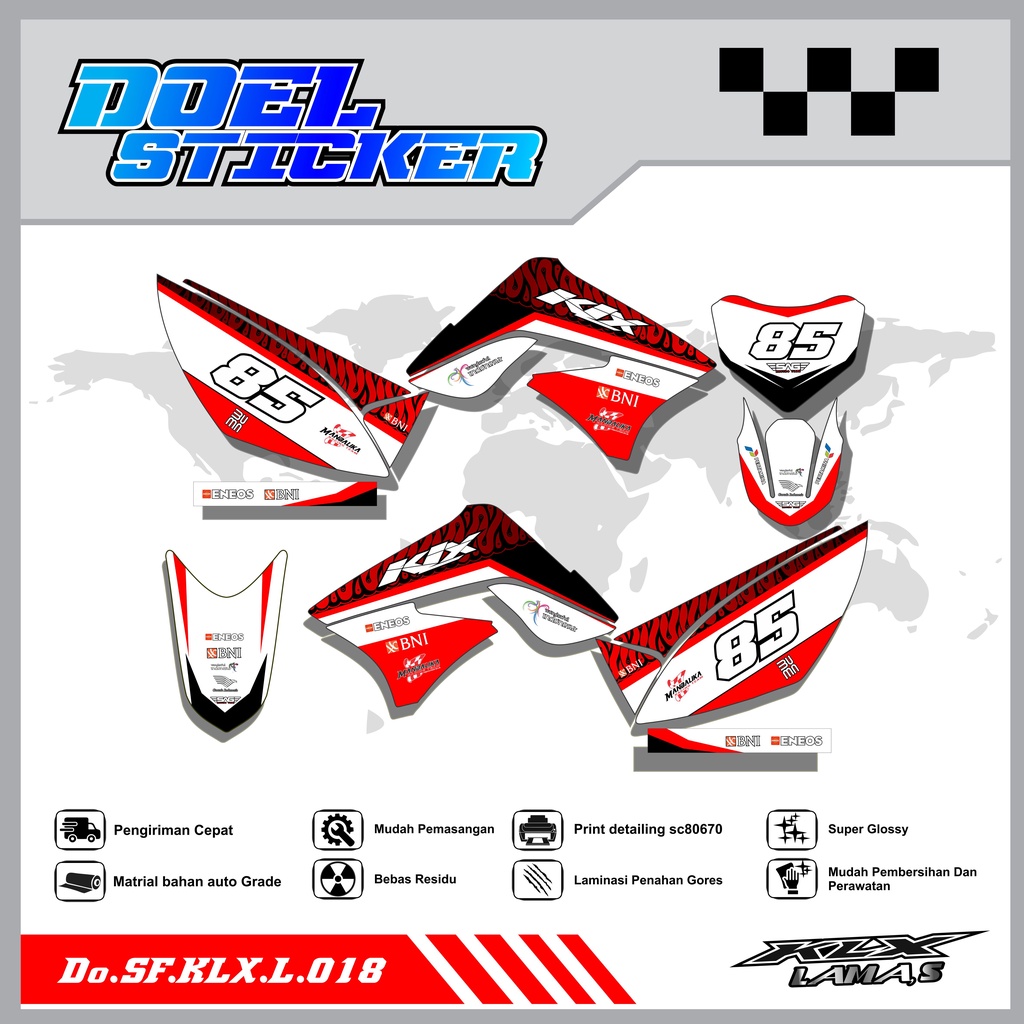 Sticker Striping Honda KLX L , S Lama List Variasi Hologram , Crome Doel 018