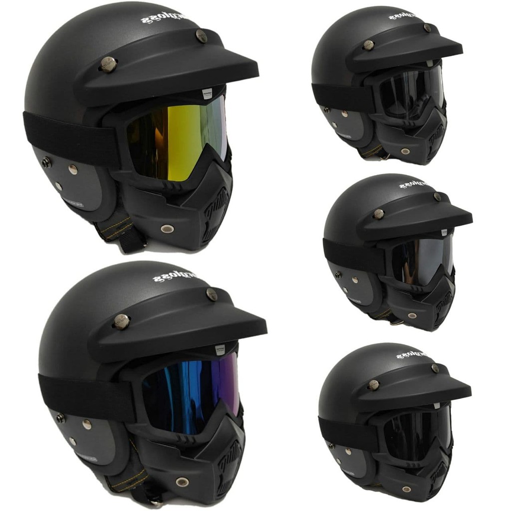 Helm Cargloss Gunmat Doff  Dengan Google Mask