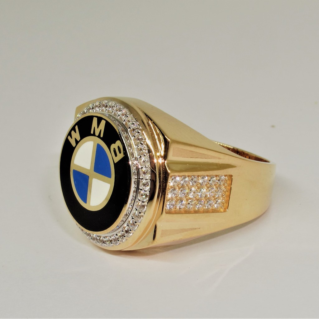 Cincin No 18 anak dan dewasa emas asli kadar 700 70% 22 batu putih BMW biru hitam permata pria cowok  17 18 19 20 21