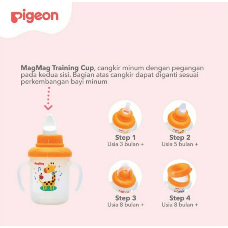 Pigeon Mag-Mag Step 2 Step 3 All in One Set Training Cup System Cangkir Minum Bayi Magmag Pigeon Straw Spout Cup