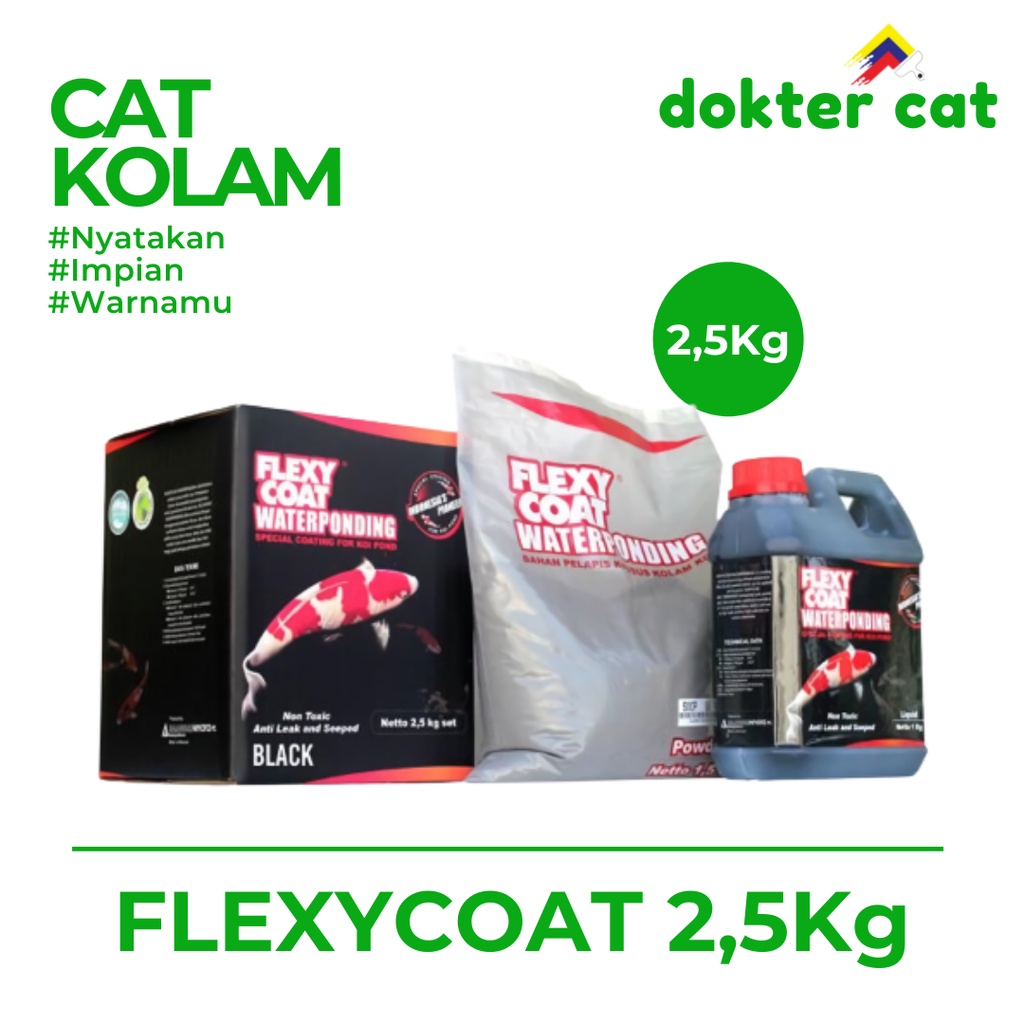 FLEXYCOAT 2.5Kg / FLEXY COAT WATERPONDING 2,5 Kg / CAT KOLAM IKAN TERMURAH 2,5Kg / FLEXYCOAT WATERPO