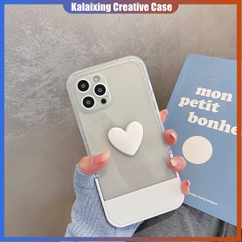 Casing Hati Transparan Holder Telepon Invisible Untuk iPhone 14 Pro Max 13Pro Max 7Plsu 8Plus Hard Casing