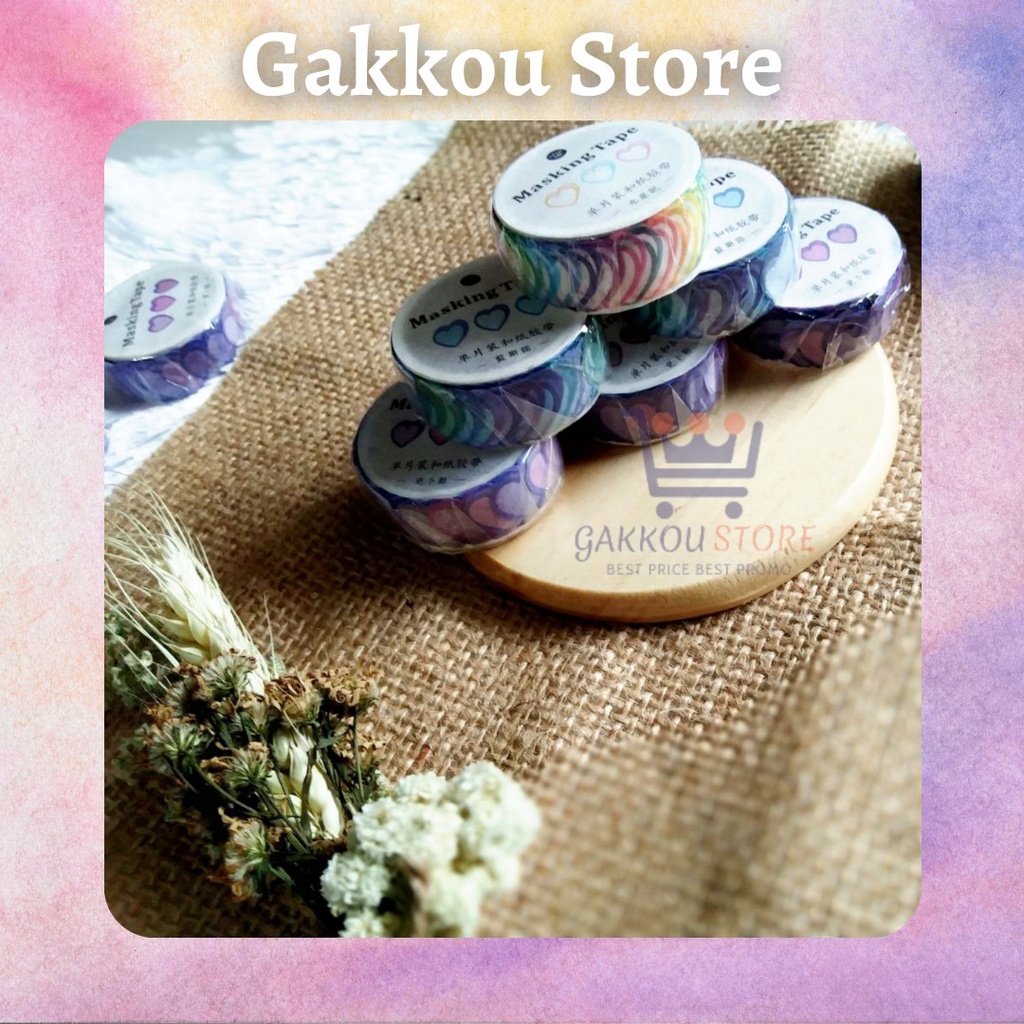 

Gakkou Store Sticker Stiker Washi Masking Tape Tema Heart Hati Aesthetic Cute Lucu