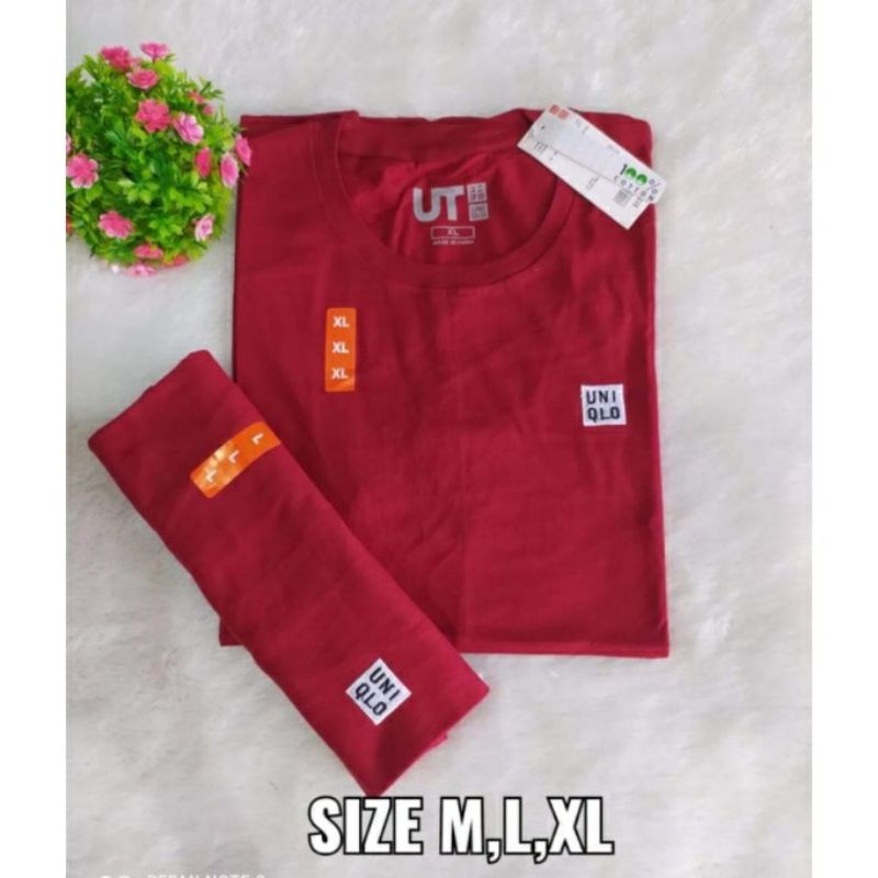 Kaos Uniqlo Lengan Pendek Pria / Kaos Distro Pria / Kaos Unisex Pria Wanita / Tshirt unisex pria wanita-Uniqlo Maroon