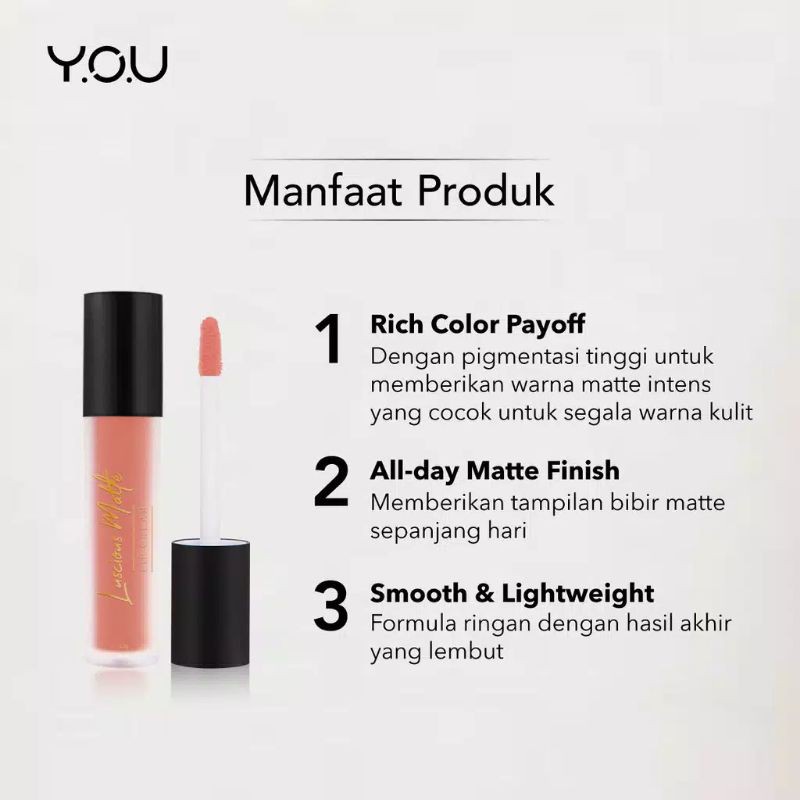 Kosmetik You Basic Collection Luscious Matte Lip Cream (All Day Matte Finish/Smooth &amp; Lightweight)