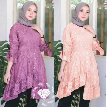 Jual BEST SELLER COD Baju Wanita Tunik 2020 Tunik Iriana Brukat Ladies Fashion Muslimah Terbaru 2020