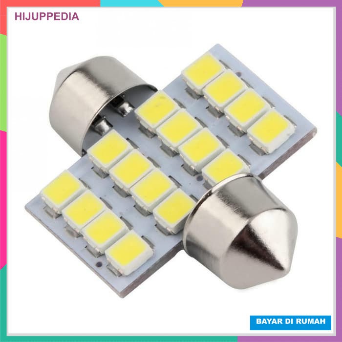 Lampu LED Interior Kabin Plafon Mobil Putih Terang 31mm Festoon 16 SMD