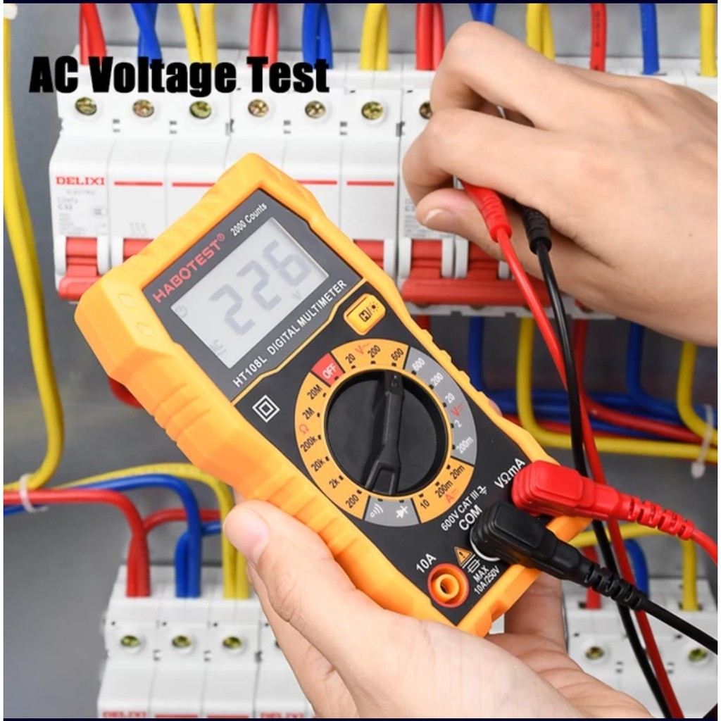 Multitester Multimeter Avometer Digital Habotest HT108L Voltase Meter Ohm AC DC 600V Amper Resistans