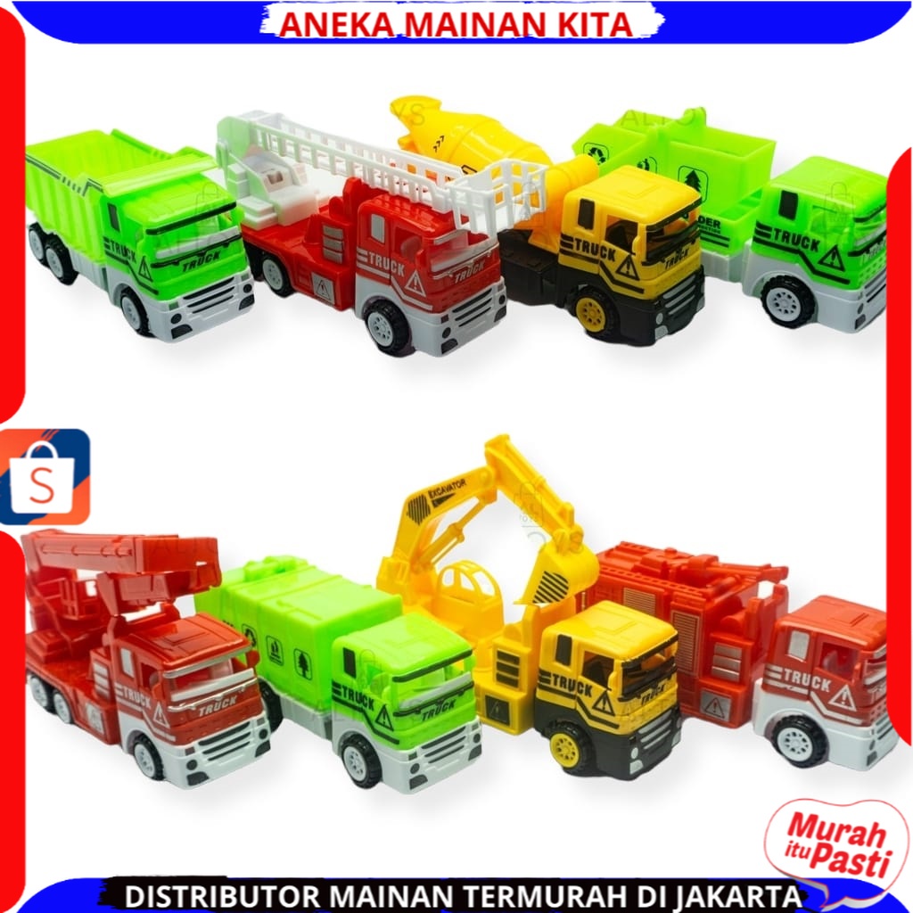 ( BISA COD ) PROMO Mainan Anak Truck Plastik Mainan Mobil Mobilan Truck Truck Excavator Molen Bak Pasir Damkar MT 51