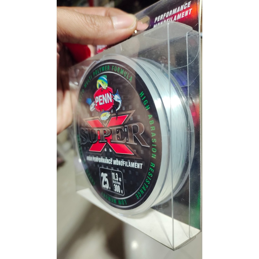 Senar Pancing PENN Super X Nilon Monofilament 300m Putih Kuat Benang Anti Keriting Alat Perlengkapan