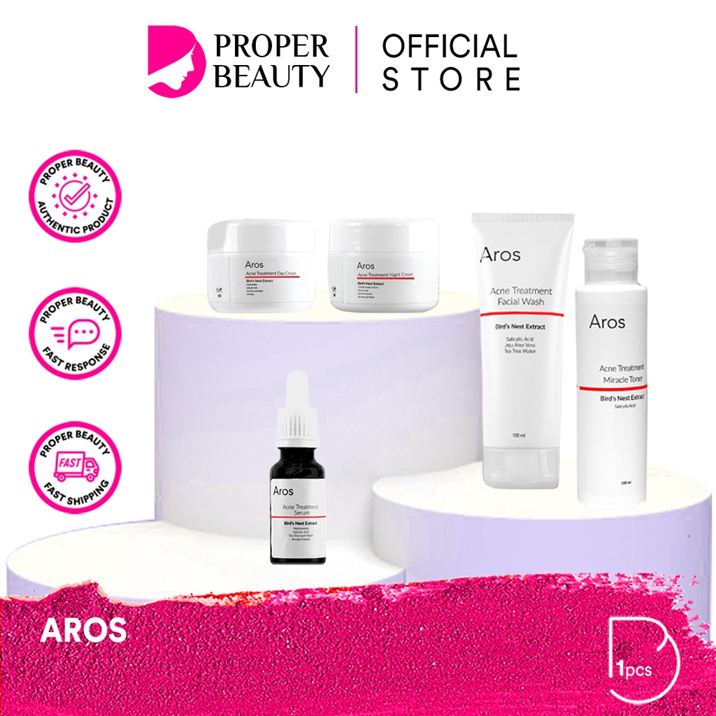 AROS Indonesia / Acne Treatment Series Facial Wash Miracle Toner Serum Day Night Cream Paket 5 IN 1