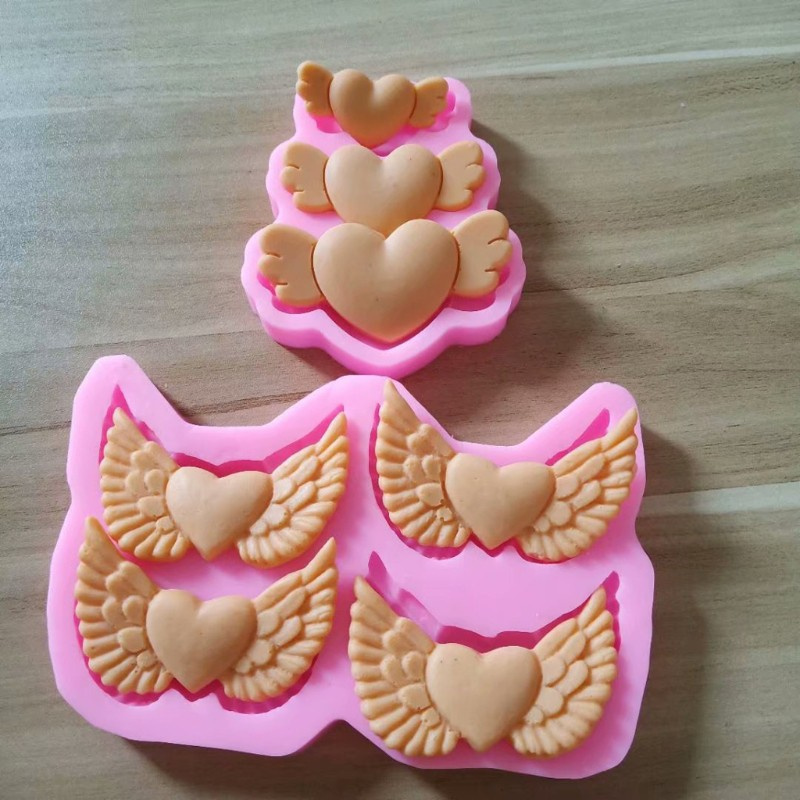 Glitter 2Pcs Handmade Heart Wing Silicone Resin Mold Resin Casting Mould Polymer Clay Crafting Resin Epoxy Jewelry Making Tools