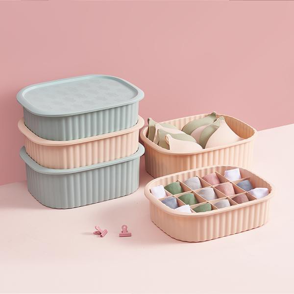 Samono Box Multifungsi Storage Underwear 10 Sekat dengan Tutup Tempat Kotak Organizer Storage Box  SSB007 warna blue dan pink