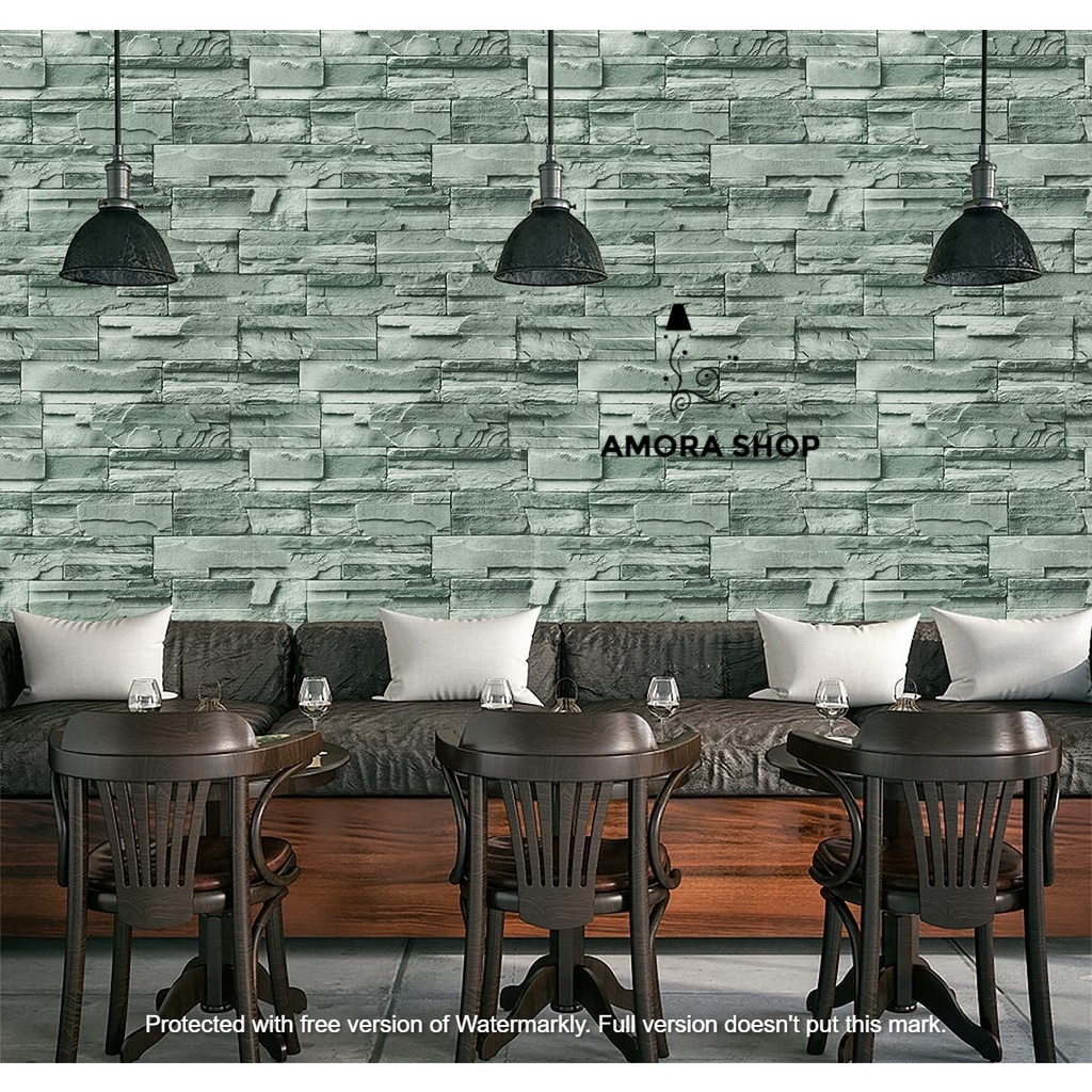 Wallpaper Dinding Batu Alam Hijau  9m s/d 10m x 45cm