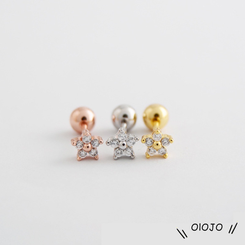 Fashion Sederhana Indah Bunga Bentuk Zirkon Tidak Ada Alergi Ear Studs Wanita Perhiasan Hadiah - ol