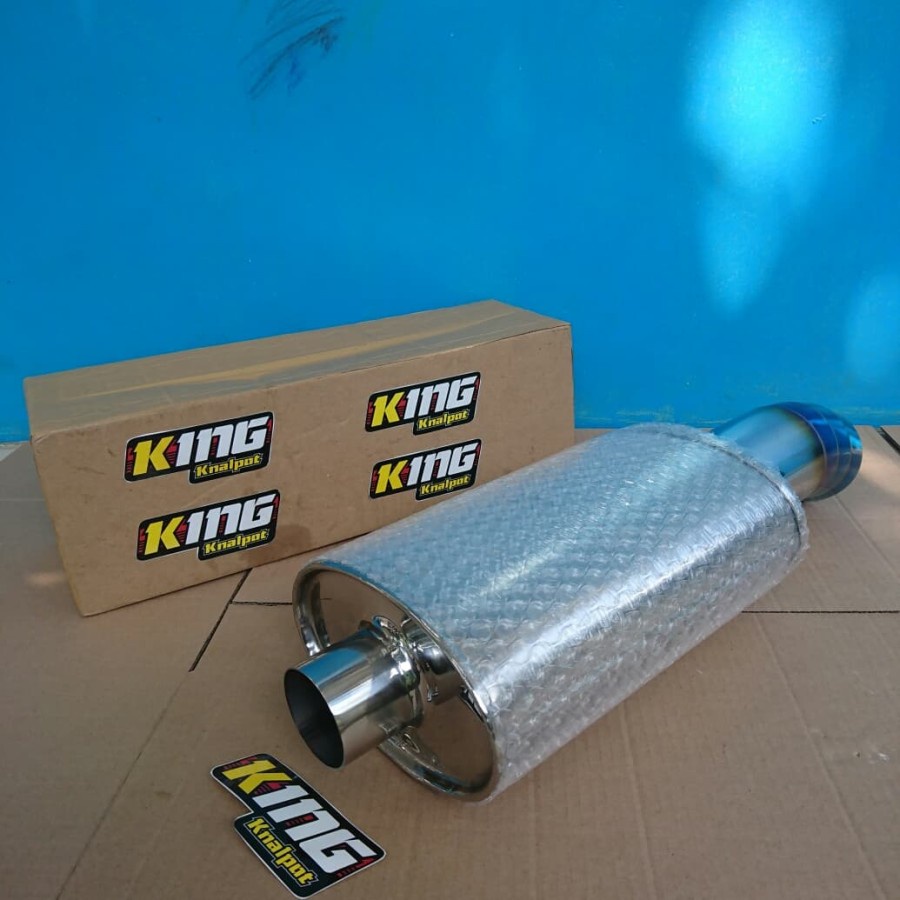 PAKET HEMAT PROMO PRODUK TERBARU knalpot JS RACING BURNTIP tabung BESAR ujung Biru