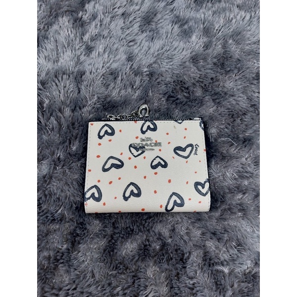 Coach Snap Card Case With Crayon Hearts Print