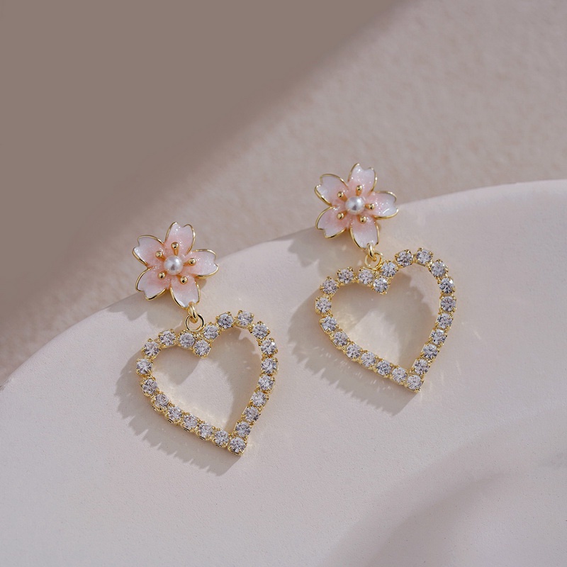 Anting Stud 925 Silver Bentuk Bunga Tulip Hias Mutiara Berlian Gaya Korea Untuk Wanita