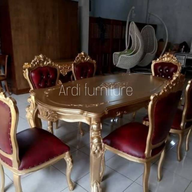 Set meja makan ukir mewah kayu jati ukir jepara