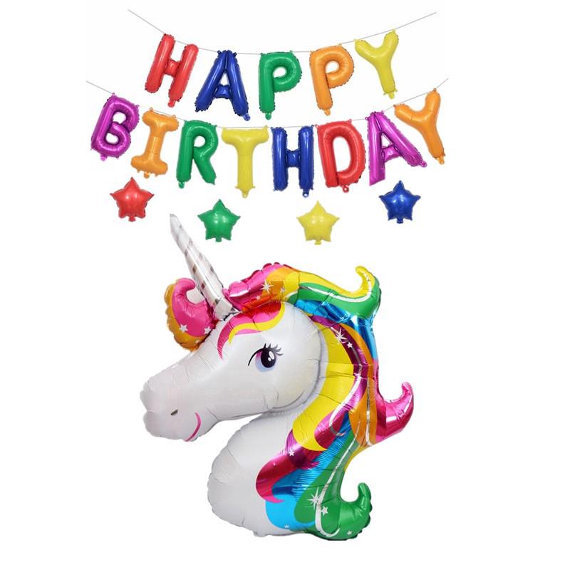 1 Set Balon Helium Desain  Kartun Tulisan  Happy Birthday 