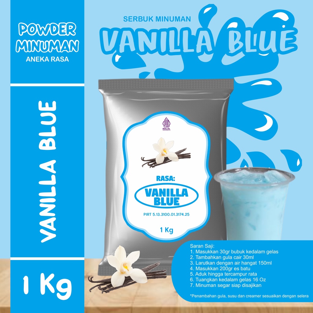 

Bubuk Serbuk Minuman 1kg Rasa Vanila Blue Bubuk Minuman Kekinian Standar Instan Drink Flavor Powder Boba Drink