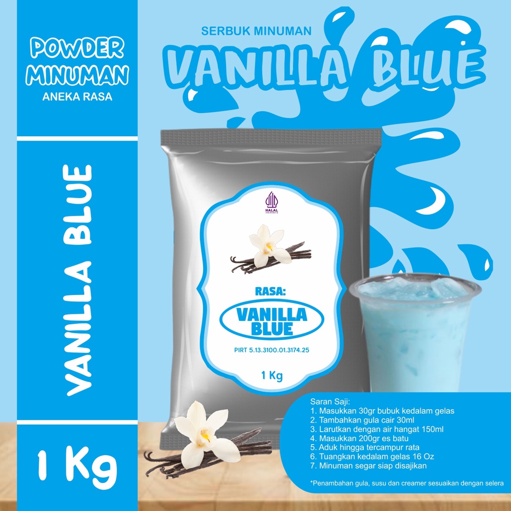 Jual Bubuk Serbuk Minuman Rasa Vanila Blue Bubuk Minuman Kekinian Kg Instan Drink Flavor Powder