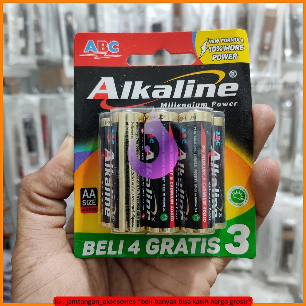 BATU BATTERY BATREI ORIGINAL ABC ALKALINE AA A2 ISI 7 PCS ABC A2