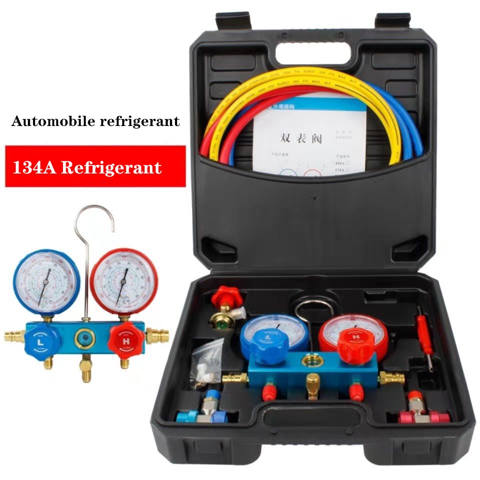 New R134A Mobil AC Pressure Manifold Gauge Hose Kit untuk R134A R12 R22 R502 R410A Refrigerant