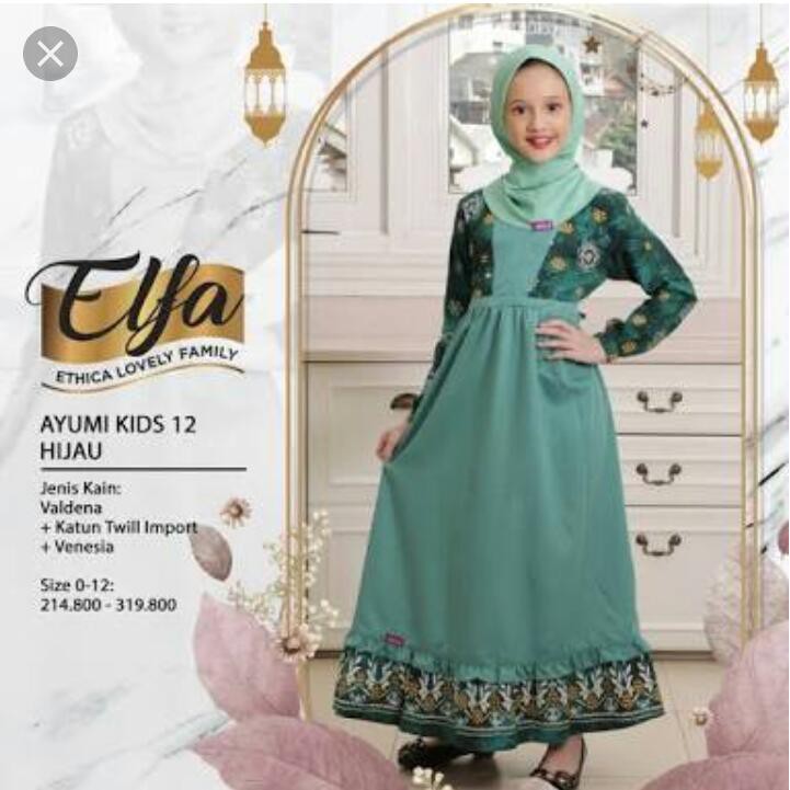 GAMIS ANAK TERBARU 2020 ETHICA AYUMI KIDS 12 HIJAU