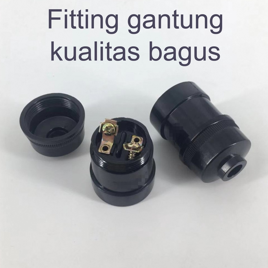 RUMAH LAMPU FITTING GANTUNG HITAM FITING PLASTIK E27