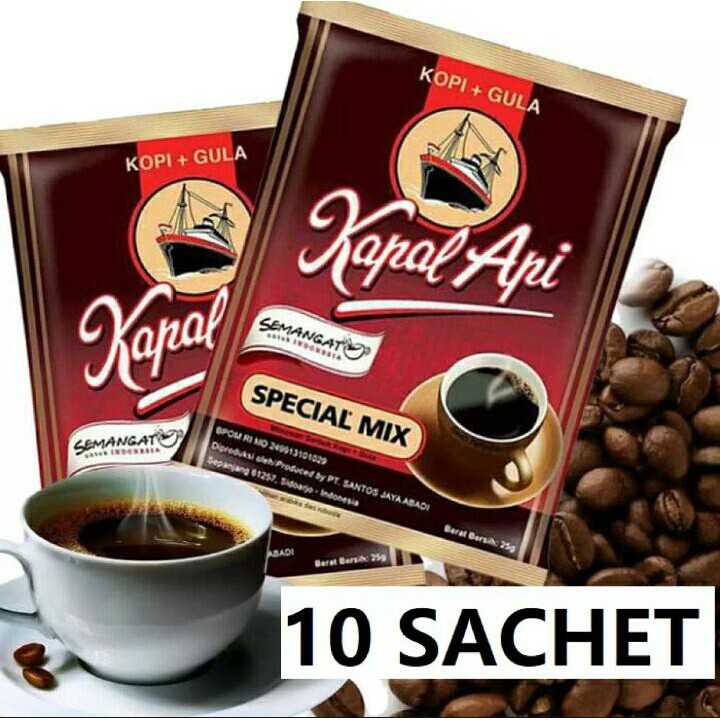 Kapal Api Special Mix 1 Renceng | Kopi Hitam + Gula (10 Sachet @25gr)