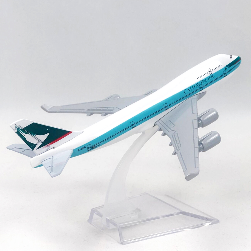 Cathay Pacific B747 Mainan Model Pesawat Terbang Hk Boeing 747 Bahan Metal Ukuran 16CM