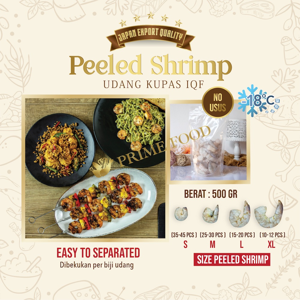 

Udang Kupas IQF Peeled Shrimp seafood frozen 500gr MM0061