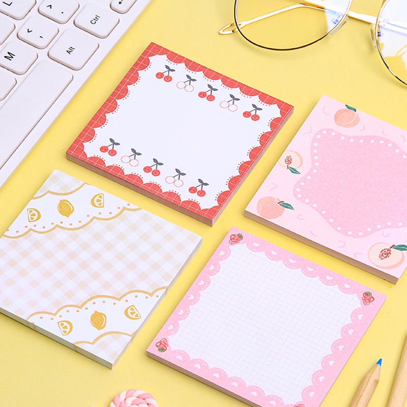 80 Lembar Sticky Notes Seri Buah Lucu Untuk Sekolah / Kantor