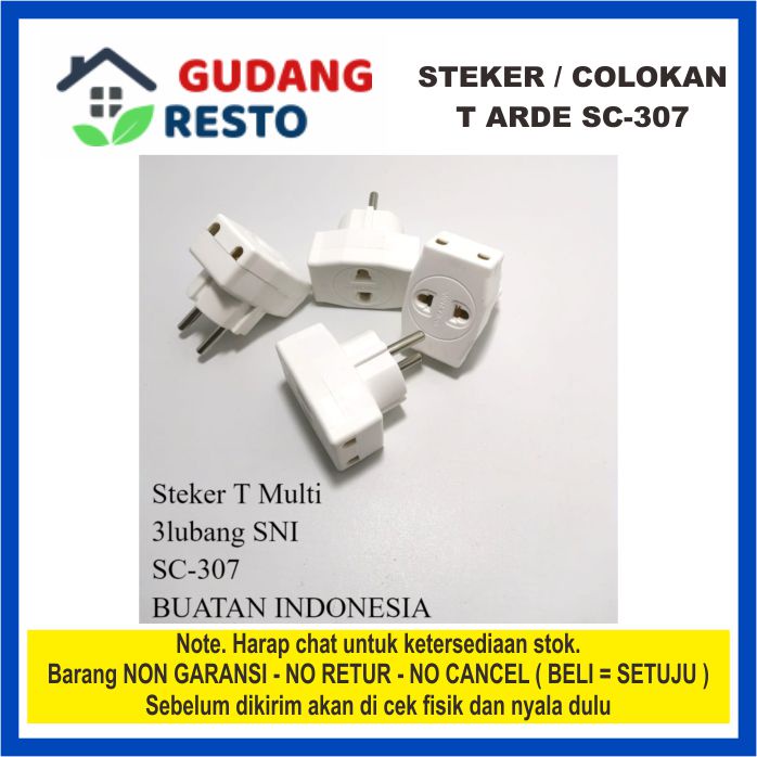 STEKER T ARDE 3 ARAH / LUBANG / CABANG MULTI COLOKAN SNI universal