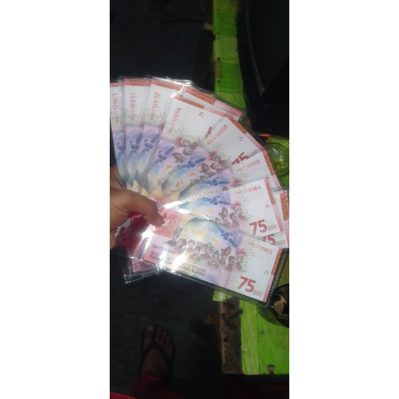 uang baru 75k. asli