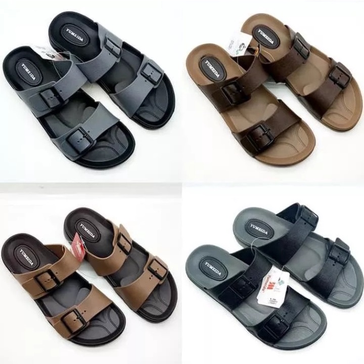 SANDAL PRIA TERBARU KARET YUMEIDA SELOP KASUAL ANTI AIR SENDAL BERKUALITAS SLOP KARET TALI 2 HARGA MURAH BISA COD