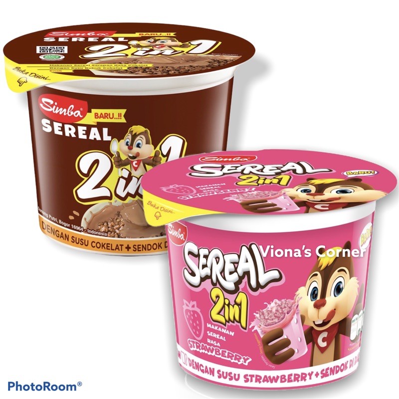 SIMBA Sereal 2 in 1 cup 24 gr Coklat/Strawberry