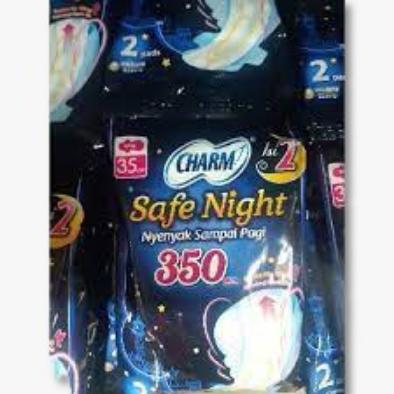 Charm Safe Night 35cm Kemasan Saset Renceng Pembalut Wanita Malem Nyenyak Sampai Pagi